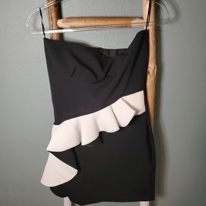 NWT Zara black and white strapless dress Medium